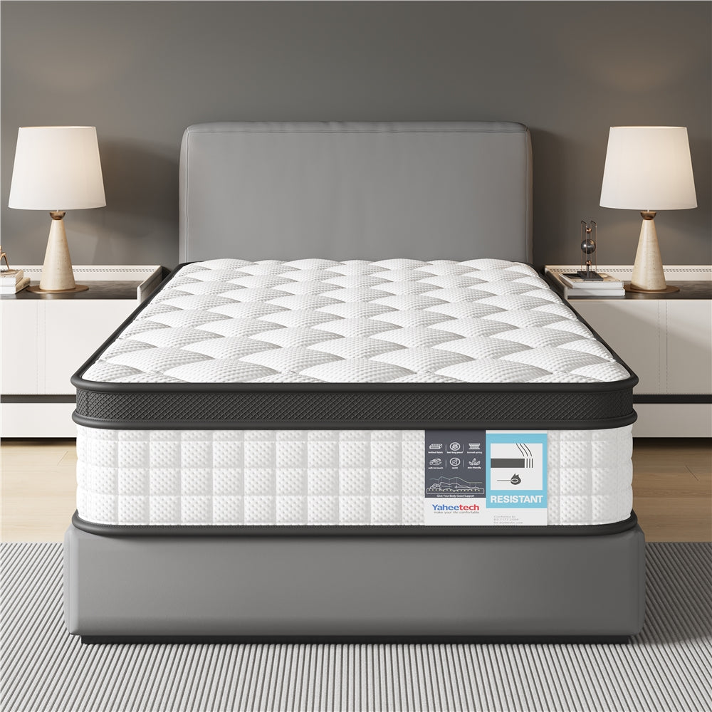 Costoffs Bed Mattress, Single/Double Bed Mattress Memory Foam and Pocket Spring Hybrid Mattress with 3D Breathable Fabric, Medium Soft to Medium Firm Support Mattress, Roll-Up Packaging for Bedroom, White