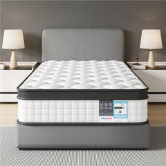 Costoffs Bed Mattress, Single/Double Bed Mattress Memory Foam and Pocket Spring Hybrid Mattress with 3D Breathable Fabric, Medium Soft to Medium Firm Support Mattress, Roll-Up Packaging for Bedroom, White