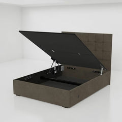Highgrove Kavalan Brown Fabric Full Ottoman Bed Frame in 3 Sizes
