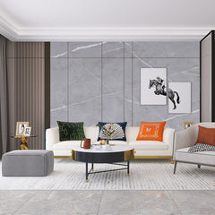 300CM x 60CM, 3D Marble Wall Tiles Roll, Self-Adhesive Foam Wall Stickers, Glossy Finish Grey Marble Effect Wallpaper Roll, PVC Marble Look Wall Tiles Stickers, Thickened Design, Living Room TV Backdrop Home Decoration Wall Panels, Peel and Stick, Easy to