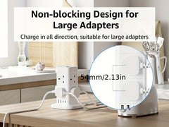 2M Tower Extension Lead With USB Slots, Hotimy 8 Way 4 USB (2 USB-A&2 USB C) Multi Plug Extension Tower, Surge Protected Extension Lead With Switch, 2 Meters Extension Cable For Home Office 13A 3250W