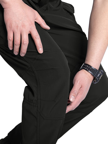 2pcs Men'S Tactical Cargo Pants, Multi-Pocket Casual Style, Elasticity Composite Fabric, Breathable, Suitable for Casual Outing, Hiking, Outdoor Sports, Worn by Middle-Aged And Elderly, Spring And Autumn Style (Belt Excluded)