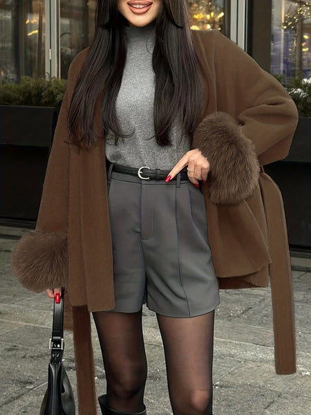 New Autumn/Winter Sophisticated Style Tie-Strap Coat for Women, Elegant and High-End, Overcoat