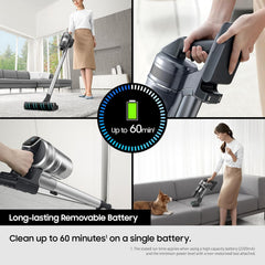 Samsung Bespoke Jet Lite, Max 280W Suction Power Smart Cordless Vacuum Cleaner with AI Cleaning, Pebble Grey, VS80F28DLP/EU