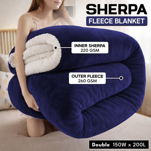 1pc Luxurious Double-Sided Sherpa Throw Blanket – Soft, Warm & Cozy Contemporary Blanket, Machine Washable, Perfect for Couch, Bed, Office & Travel, Ideal Gift