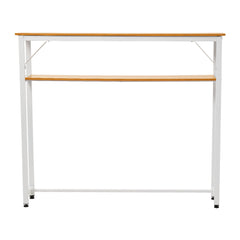 Space Efficient Side Table Single Double Tier Wall Mounted MDF Shelf with Metal Frame Multi Functional Narrow Table with Storage Hallway Bedroom Table 80x20cm Wood Black White Frame