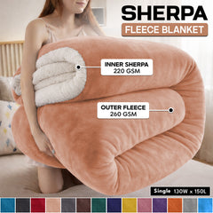1pc Luxurious Double-Sided Sherpa Throw Blanket – Soft, Warm & Cozy Contemporary Blanket, Machine Washable, Perfect for Couch, Bed, Office & Travel, Ideal Gift