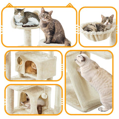 Costoffs Cat Tree, Cat Tree Tower, 145cm Multi-Level Cat Tree Tower with 2 Condos, Dangling Balls, Ladder, Sisal Scratching Posts, Round Platform, Cosy & Stable Indoor Cat Kitten Furniture, Activity Centre, Scratching Tree