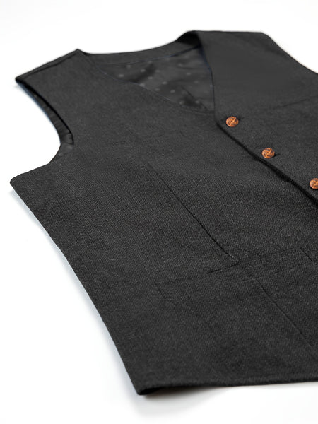 Men'S Vest Wool Blend Herringbone Vintage Men'S Fashion Vest, Groom Best Man Formal Wedding Party Casual Vest