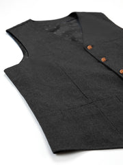 Men'S Vest Wool Blend Herringbone Vintage Men'S Fashion Vest, Groom Best Man Formal Wedding Party Casual Vest