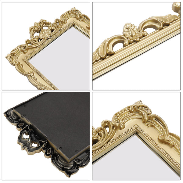 Luxury and Retro Style Bathroom Mirror Tray, Decorative Tray for Bathroom, Plastic Tray for Bathroom Countertop, Cosmetic and Jewelry Storage Tray, Golden Square Tray