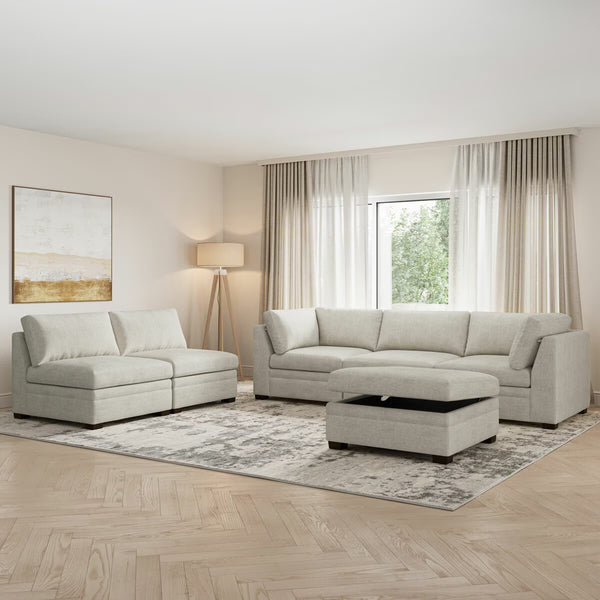 Thomasville Tisdale Taupe 6 Piece Modular Fabric Sofa