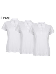Henbury HB102 Pack of 3 Ladies Modern Fit Cotton Piqué Polo Shirt Short Sleeve Polo Collar Two Button Placket Lightweight Casual Smart Everyday Top Multipack