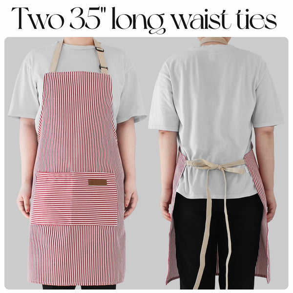 2PC Classic Design Striped Apron, Unisex Simple Criss Cross Apron For Kitchen Home Restaurant Coffee Shop Barbecue, Men's Workwear And Protective Clothing