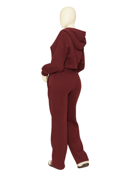 Women Corset Fit Hoodie and Trouser 2Pc Zip Tracksuit Set 2Pc Set with Zip Front, Long Sleeves and Straight Leg Pants, Perfect for All Seasons, Top Set