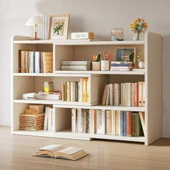 Expandable Desktop Bookcase, Freestanding Multi-layer Bookshelves, Adjustable Width Bookshelf Book Shelf Storage Unit, Multifunctional Storage Rack Book Shelf for Home Office Storage Organization