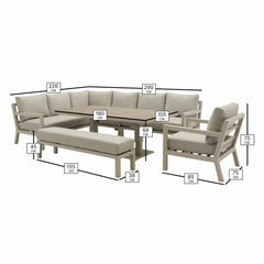 Bramblecrest Stowe 4 Piece L-Shaped Deep Seating Patio Set with Height Adjustable Table