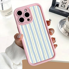 Phone Case: Phone Case - Protect Your Phone with a Soft Pink Case Featuring a Blue And White Striped Pattern, UV Printed. for iPhone 17 Air/16/15/14/13/12/11/Plus/Pro/Pro Max and Galaxy S, A Series/XIAOMI/MOTO/PIXEL.Gift for Friends, Boys