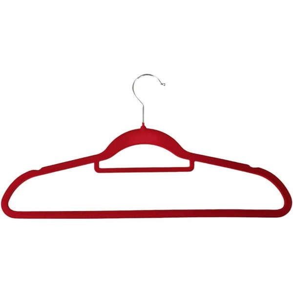 40pcs Red Velvet Hangers for clothes - Premium Non-Slip Space Saving Clothes Hangers With Tie Bar, Notched Shoulder, 360° Swivel Hook, Sturdy For Heavier Garments 45 x 24 Cm