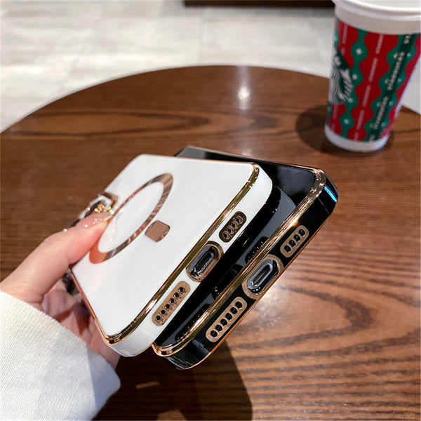 For Magsafe Luxury Magnetic Cases For iPhone 11 12 13 14 15 Pro Max 15 Plus Wireless Charge Case Plating Cover Phone Accessories