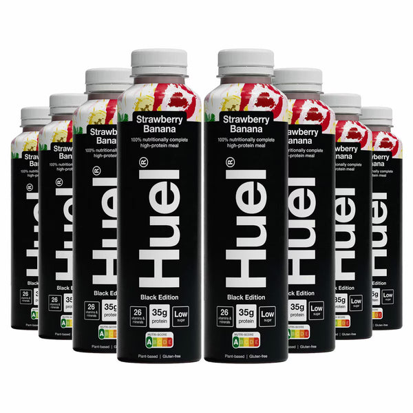 Huel Complete Meal Drink Black Edition Strawberry Banana, 8 X 500Ml