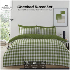 Gingham Moor Check Duvet Cover Set | Plain Reversible Microfibre Quilt Bedding with a Soft Lightweight Feel and Stylish Check Design | Ultra-Soft Matching Pillowcases for Everyday Bedroom Comfort | Available in Single, Double, King Sizes | Fast Dispatch f