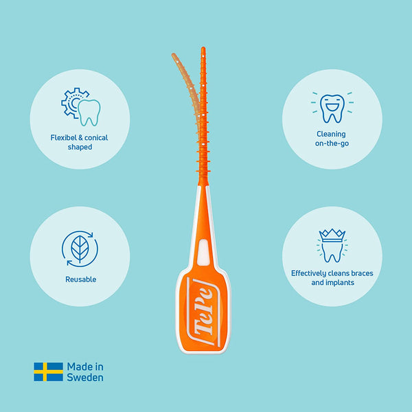 Tepe Easypick Toothpicks, Orange, ISO XS-S, 60Pcs, Dental Plaque Removal Tool, Efficient and Easy Cleaning between the Teeth, Toothpicks for Narrow Gaps