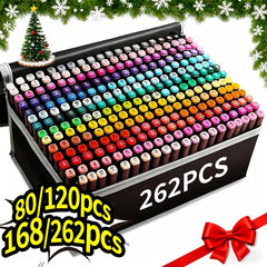 168/120/262/80 Color Double-ended Art Markers, Bright Colors, Smooth Blending, Very Suitable for Sketching, Illustration, Comics, Painting And Design Creation, Suitable for Professional Art Purposes And Art Projects, Art Tools, High-quality Markers