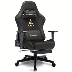 ANDYOU Gaming Chair, Comfortable Office Chair, Premium Fabric Soft As Faux Fur. Ergonomic PC Chair, Adjustable Swivel Work Chairs with Footrest