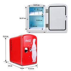 Coca Cola 4L Mini Fridge Polar Bear 6 Can 12V Portable Cooler / Warmer in Skincare Red
