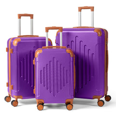 4/5pcs Hard Shell Luggage Set, Expandable & Lightweight Hardside Suitcase With 360° Spinner Wheels (12, 16, 20, 24, 28 Inch) - Stylish White Paired With Brown Luggage