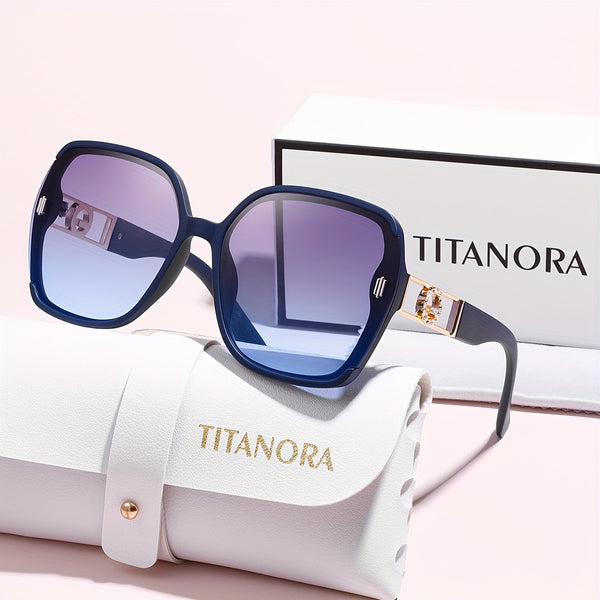 Luxury Golden Hinges | Unisex, Perfect for Casual Wear. Oversized Square Fashion Glasses - Stylish Cream PC Frame with Case and Cleaning Cloth.