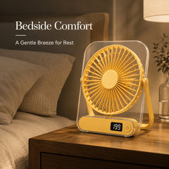 Ultra-Quiet USB Rechargeable Desk Fan with 5000Mah Battery 5 Speeds, Foldable 180° Design, Digital Power Display, Portable And Lightweight, Ideal for Home, Office, Travel, Road Trips, Outdoor Activities Strong, Refreshing Breeze Anytime