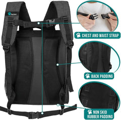 Petami Dog Backpack Carrier for Small Large Cat, Pet, Puppies, Ventilated Pet Hiking Backpack Travel Bag, Airline Approved Cat Backpack Carrier, Safety Back Support, Camping Biking Dog Bag, Charcoal