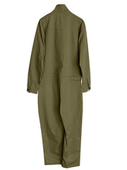 Men's Solid Color Cargo Jumpsuit with Full Zip, Long Sleeves and Front Pockets