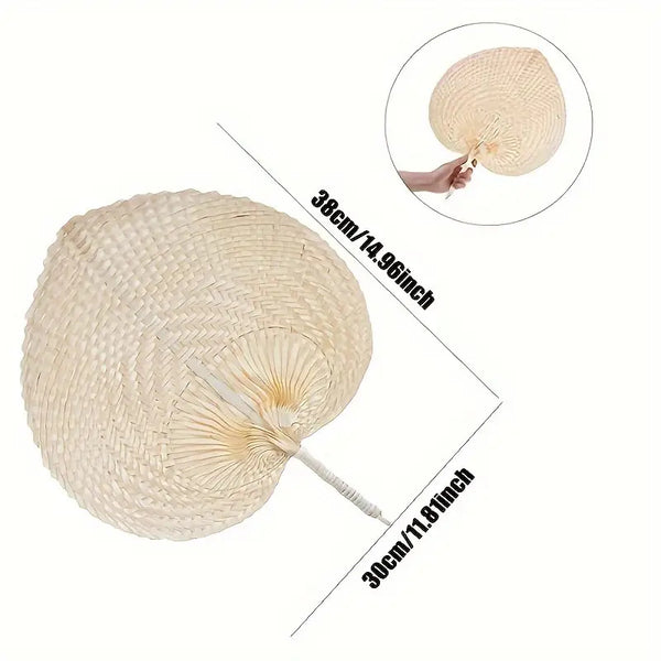 Set of 2 Hand-Woven Bamboo And Rattan Fans, Perfect for Keeping Cool in Summer, Ideal for Farmhouse-Style Wall Decor Or As Gifts for Weddings And Parties