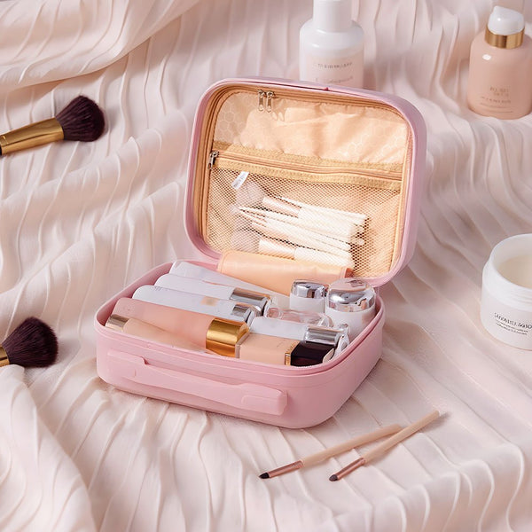 Portable Handheld Plastic Makeup Bag with Elastic Band & Zipper, Jewelry Box, Gift Box for Storing Souvenirs, Luggage Cart for Boarding The Aircraft, Multifunctional Suitcase with Internal Dividers, Can Hold Cosmetics, Towels, Toiletries