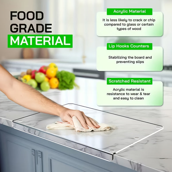 Food-Grade Acrylic Cutting Board, Durable And Easy to Clean, Slip-Resistant Design, with Protective Edges, Kitchen Prep Tool, Modern Style, Suitable As a Gift