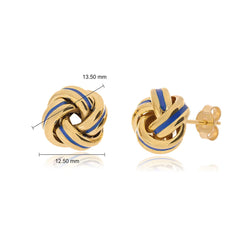 14Ct Yellow Gold Navy Enamel Love Knot Earrings