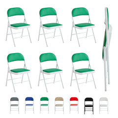 Set of 6 Folding Chairs, Faux Leather Foldable Chairs with Metal Frame and Padded Seat, Easy to Fold and Store for Home, Office, Dining and Reception