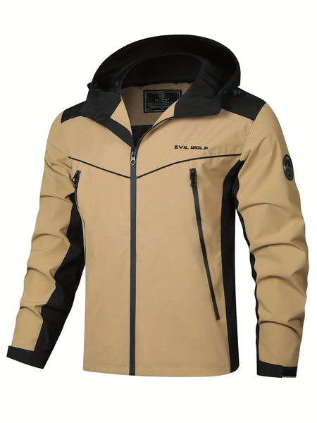 Men's Patchwork Slim-fit Jacket, Suitable for Spring and Autumn Wear, Men's Long-zipper Large-pocket Varsity-style Jacket