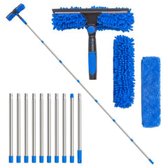 4M Window Squeegee Set Glass Cleaning Tool with Extension Poles & Washer for Indoor and Outdoor Use