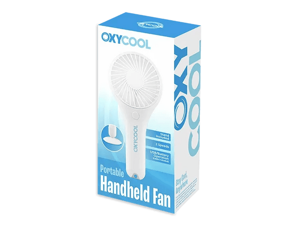 UK LOCAL SELLER - Portable Handheld & Desktop Fan – Battery & USB Powered Personal Cooling Fan with 2 Speed Settings, Detachable Stand, Quiet Motor & Compact Travel Design for Home, Office, Outdoor & Travel Use | Sent and Fulfilled from UK Warehouse and D