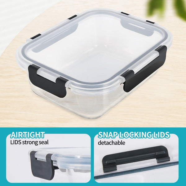 Food container, 10 pack glass container, sealed box, 2 sizes, reusable