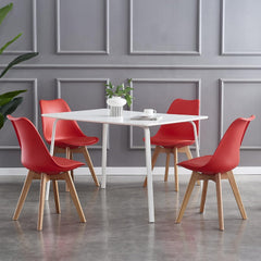 mcc direct Set of 4 Dining Chairs Wooden Legs Soft Cushion Pad Stylish DELUXE Retro Lounge Dining Office EVA
