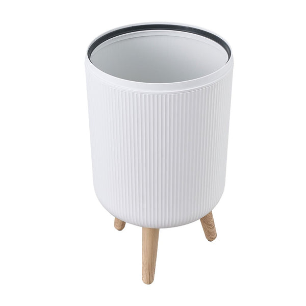 12L High Foot Trash Can Modern Bathroom Waste Bin with Lid Round Kitchen Living Room Rubbish Garbage Bin