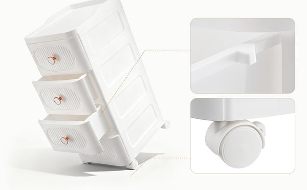 Mobile Storage Cabinet with Drawers, Slim Rolling Storage Unit for Bathroom, Bedroom, Living Room, Freestanding Organiser for Toiletries, Cosmetics & Household Items, 3/4 Layers Storage Cabinet