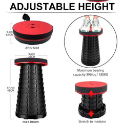 Portable Folding Stool Lightweight Yet More Sturdy with Load Capacity 180KG, Retractable Plastic Foldable Collapsible Stool for Camping Fishing Hiking BBQ Outdoors Indoors Kitchen