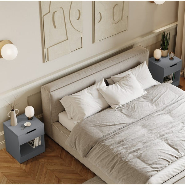 Vida Designs Trega 1 Drawer Bedside Chest Set Of 2, End Table Nightstand Space Saving Storage Organizer Bedroom Furniture