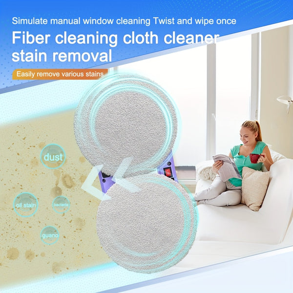PuRuiKaiM8 Fully Automatic Plug-in Intelligent Window Cleaning Robot (2026 Latest Model) with Automatic Bidirectional Water Spray with Remote Control, 4.5-meter Anti Fall Safety Rope, Including 10 Cleaning Cloths And Spray Bottles